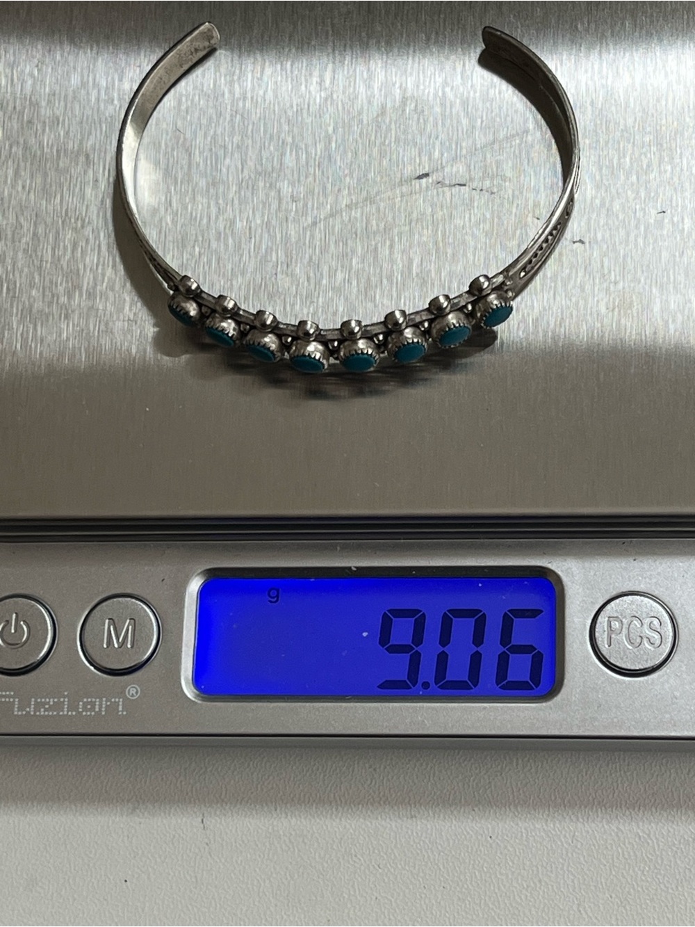 Vintage native turquoise small cuff sterling 925 bracelet - Picture 4 of 5